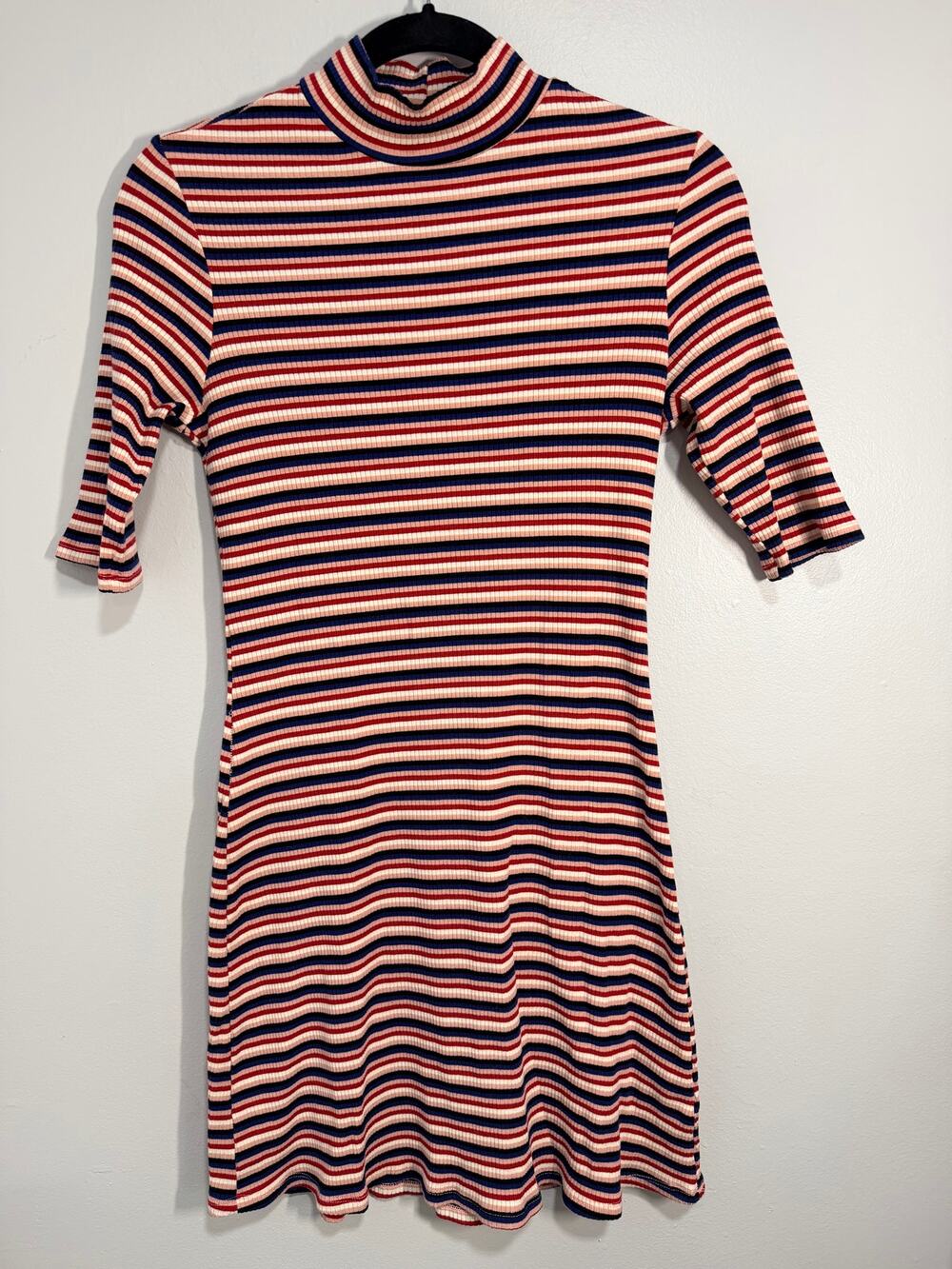 Reformation Mod Striped Mock Neck Dress Large